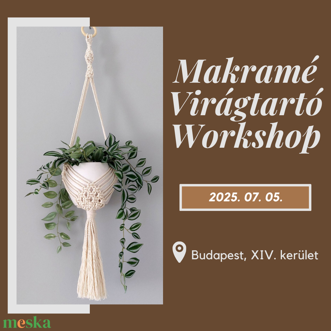 Makramé virágtartó workshop 07. 05. - diy (csináld magad) - workshop & tanfolyam - Meska.hu