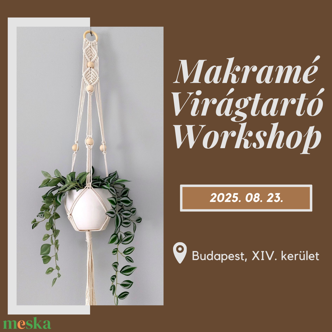Makramé virágtartó workshop 08. 23. - diy (csináld magad) - workshop & tanfolyam - Meska.hu