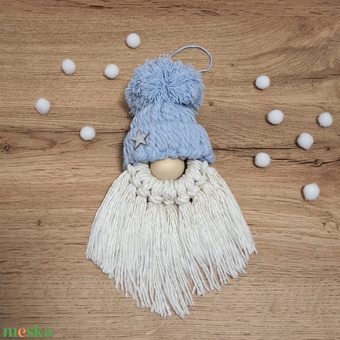 Makramé karácsonyi manó /szakállas/ - karácsony - karácsonyi lakásdekoráció - karácsonyi manók, figurák - Meska.hu
