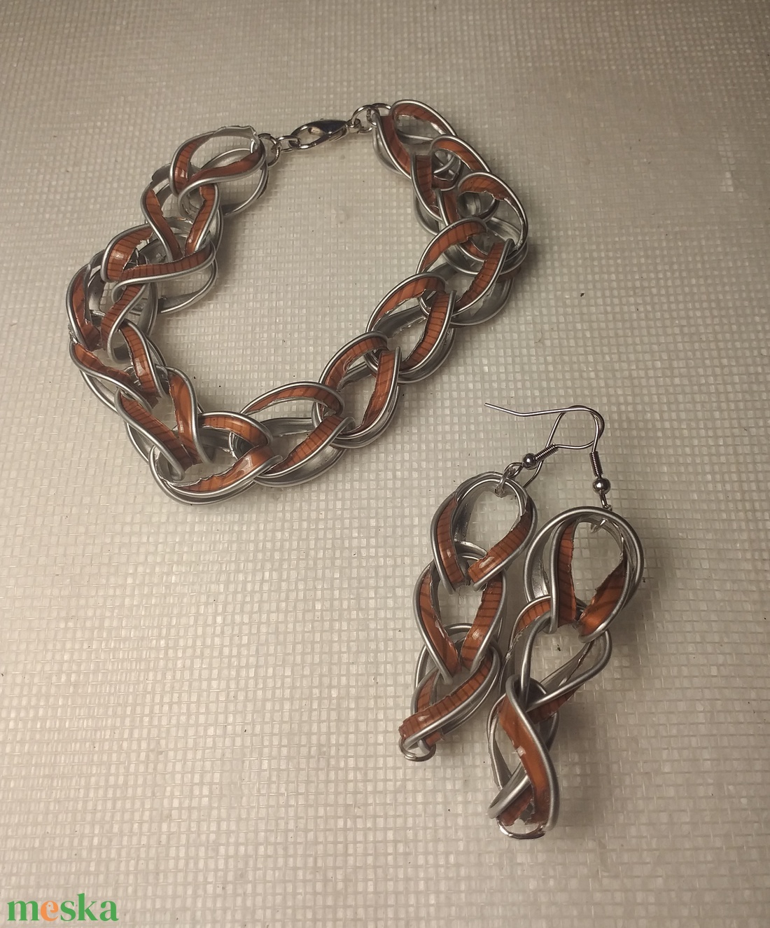 Nespresso kávékapszula ékszerszett bronz csíkos  kapszulákból - ékszer - ékszerszett - Meska.hu