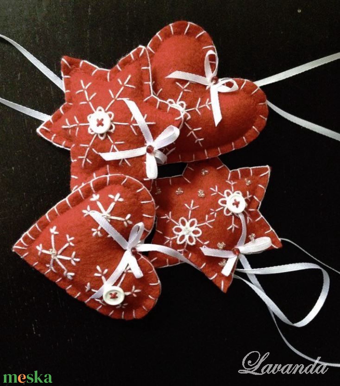 Karácsonyfadísz csomag filcből - karácsony - karácsonyi lakásdekoráció - karácsonyfadíszek - Meska.hu