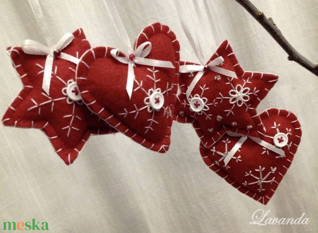 Karácsonyfadísz csomag filcből - karácsony - karácsonyi lakásdekoráció - karácsonyfadíszek - Meska.hu