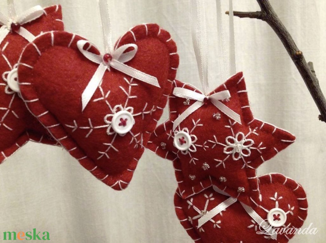 Karácsonyfadísz csomag filcből - karácsony - karácsonyi lakásdekoráció - karácsonyfadíszek - Meska.hu