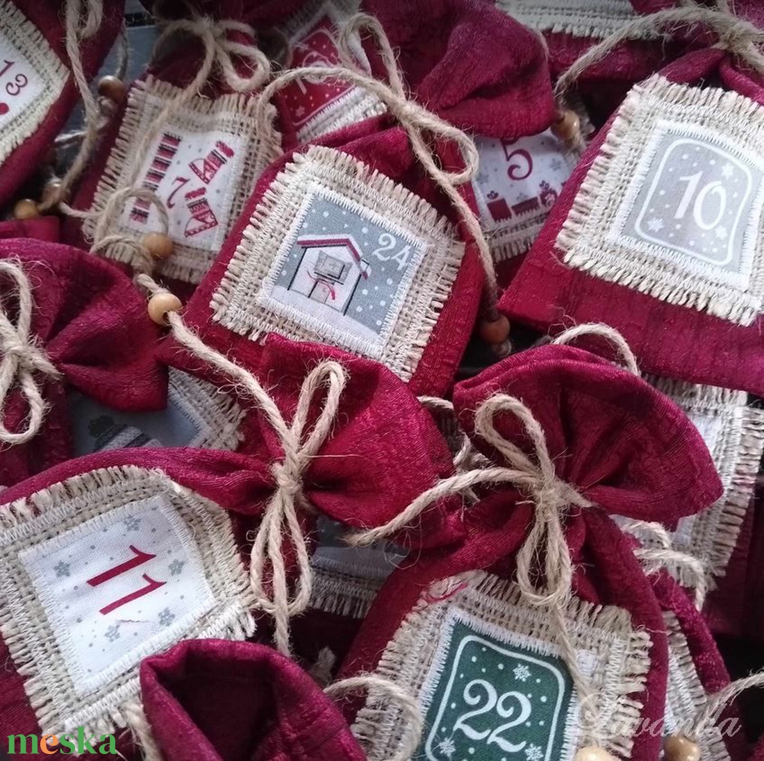 Adventi naptár-24 darab zsákkal - karácsony - adventi díszek - adventi naptár - Meska.hu