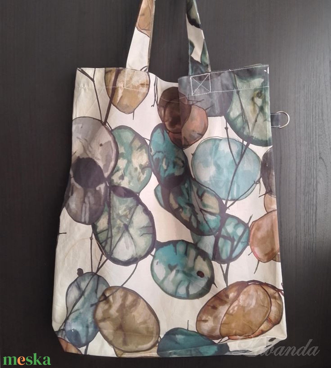 Szatyor, táska-Színes, pénzvirág (holdviola) mintás - táska & tok - bevásárlás & shopper táska - shopper, textiltáska, szatyor - Meska.hu