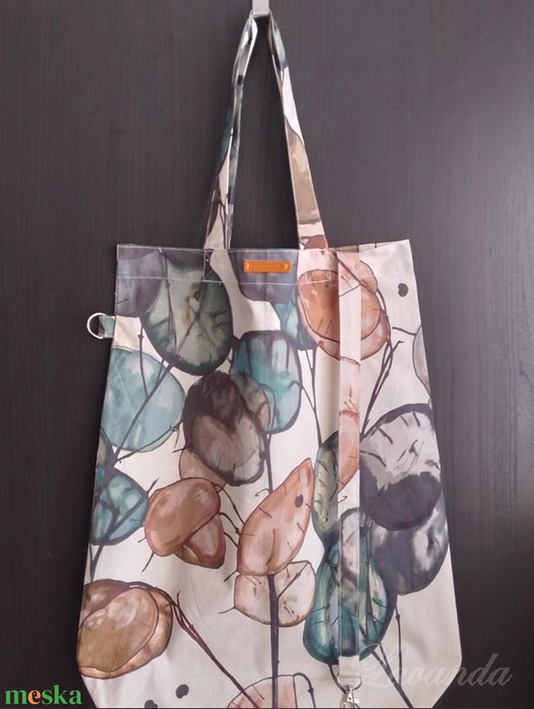 Szatyor, táska-Színes, pénzvirág (holdviola) mintás - táska & tok - bevásárlás & shopper táska - shopper, textiltáska, szatyor - Meska.hu