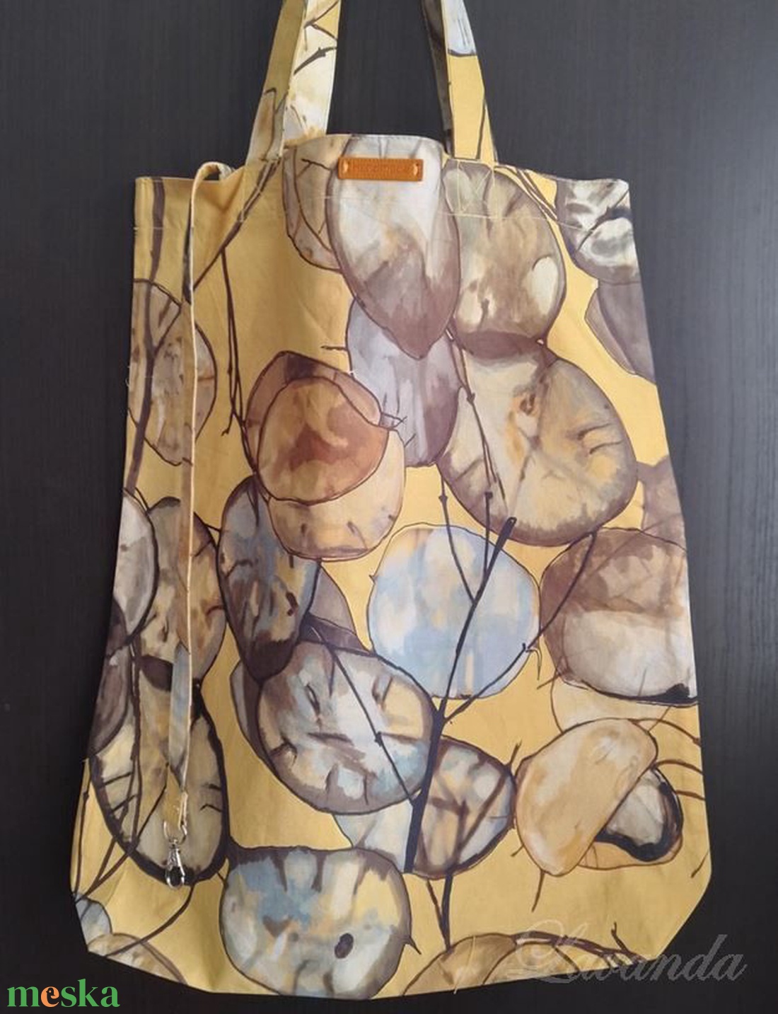 Szatyor, táska-Színes, pénzvirág (holdviola) mintás - táska & tok - bevásárlás & shopper táska - shopper, textiltáska, szatyor - Meska.hu