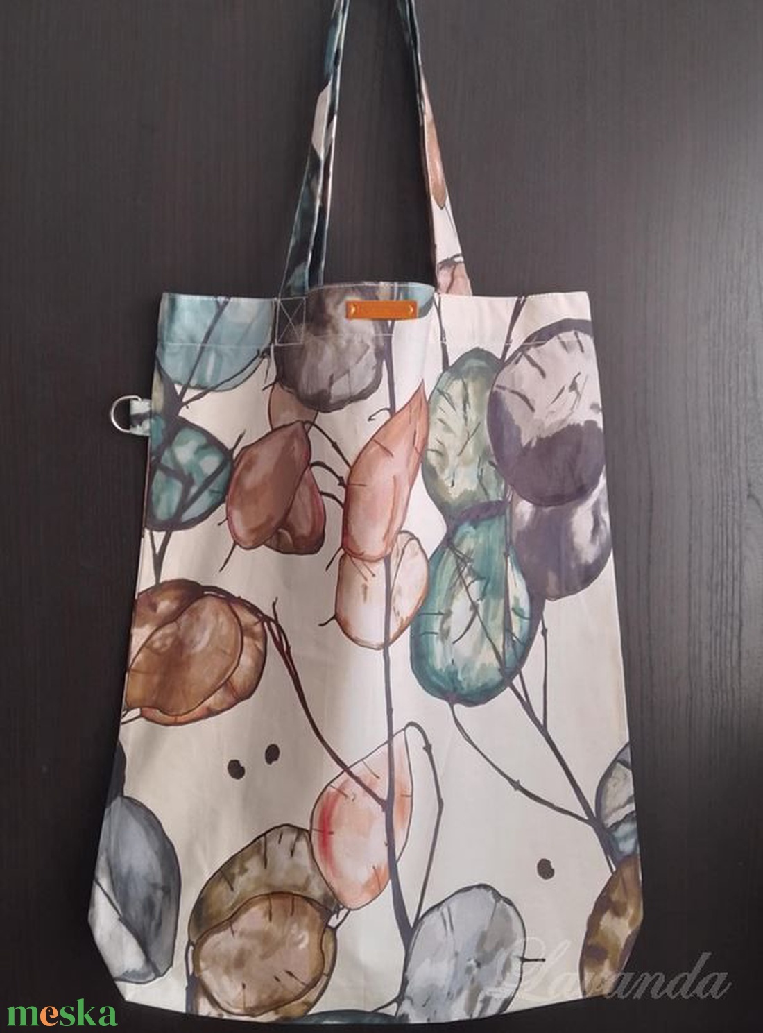 Szatyor, táska-Színes, pénzvirág (holdviola) mintás - táska & tok - bevásárlás & shopper táska - shopper, textiltáska, szatyor - Meska.hu