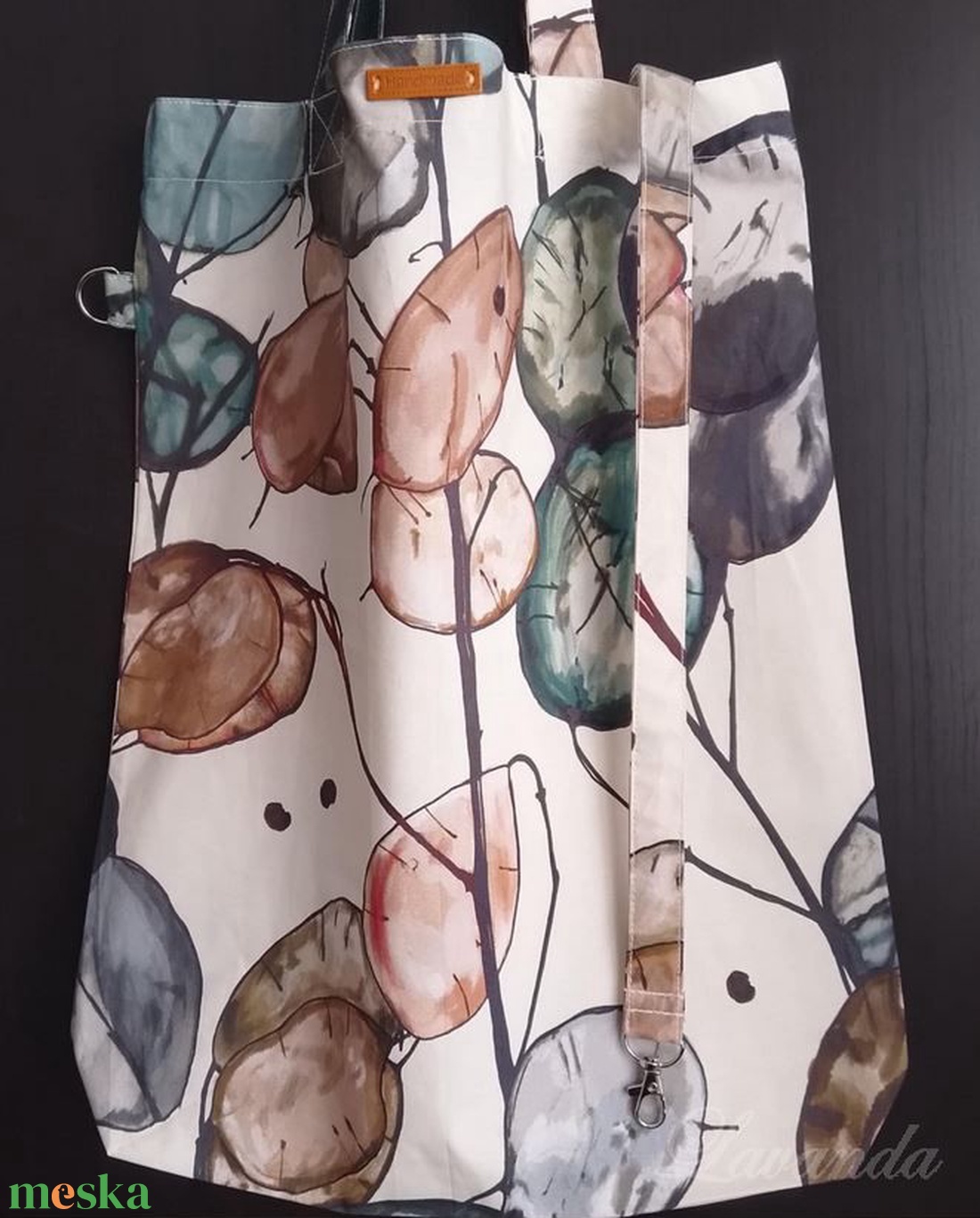 Szatyor, táska-Színes, pénzvirág (holdviola) mintás - táska & tok - bevásárlás & shopper táska - shopper, textiltáska, szatyor - Meska.hu