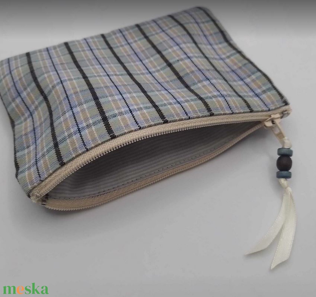 Barna- kékkockás neszesszer - táska & tok - neszesszer - Meska.hu