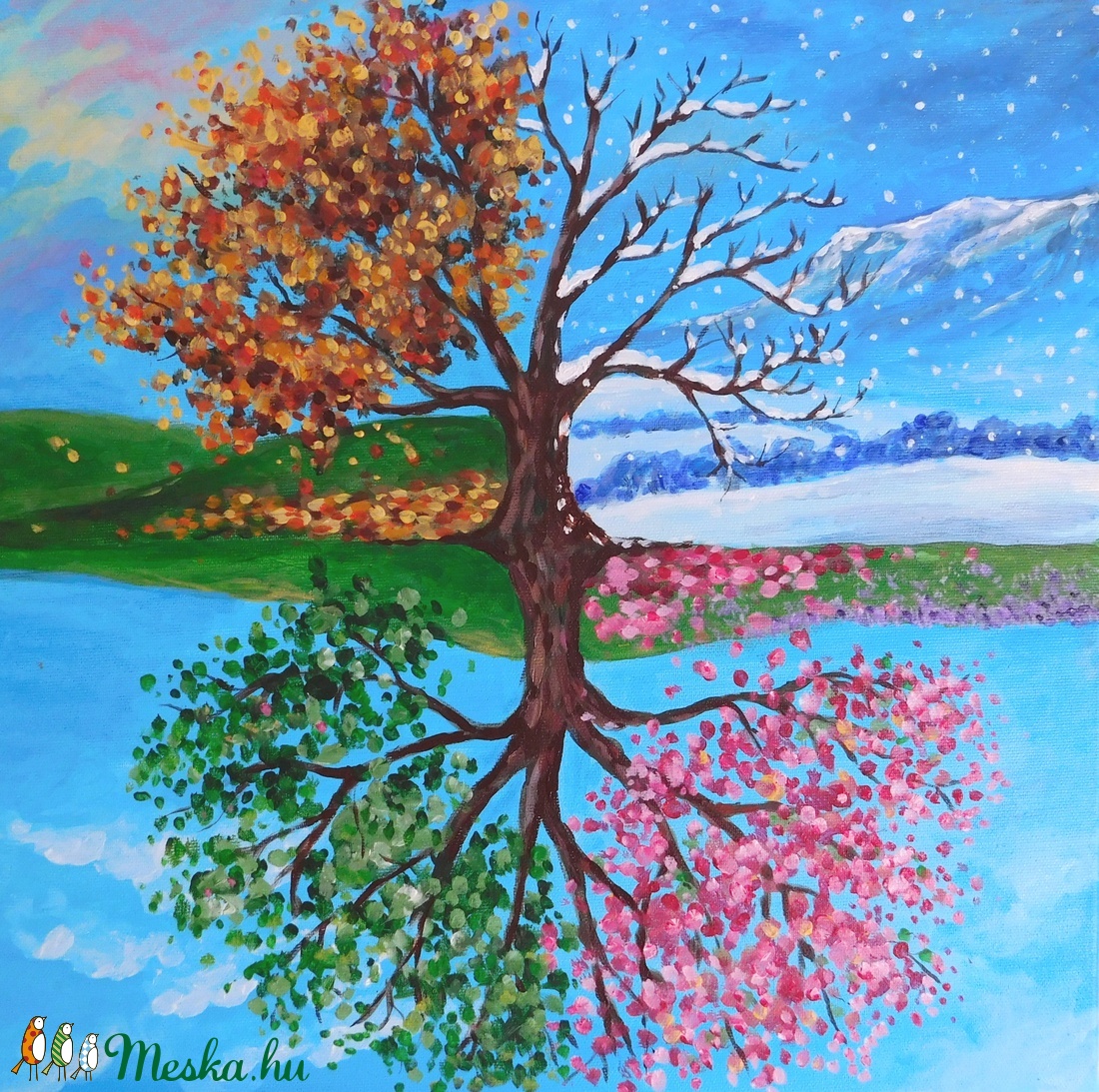 AKCIÓ - Évszakok - akril festmény -  - Meska.hu