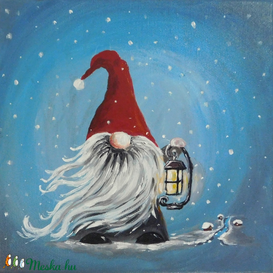 AKCIÓ - Skandináv manó - akril festmény -  - Meska.hu