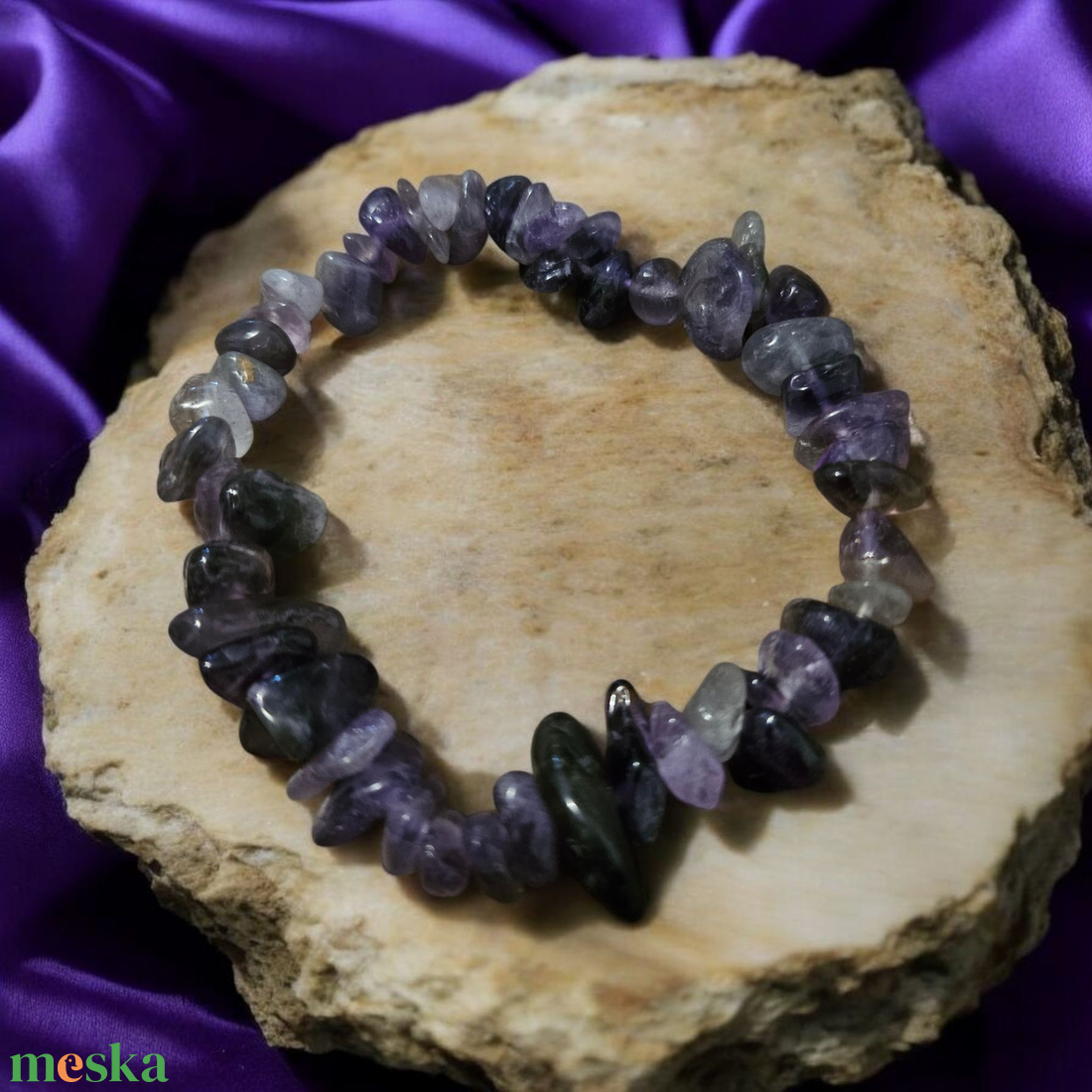 Ametiszt szemcsés ásványkarkötő - ékszer - karkötő - ásványkarkötő - Meska.hu
