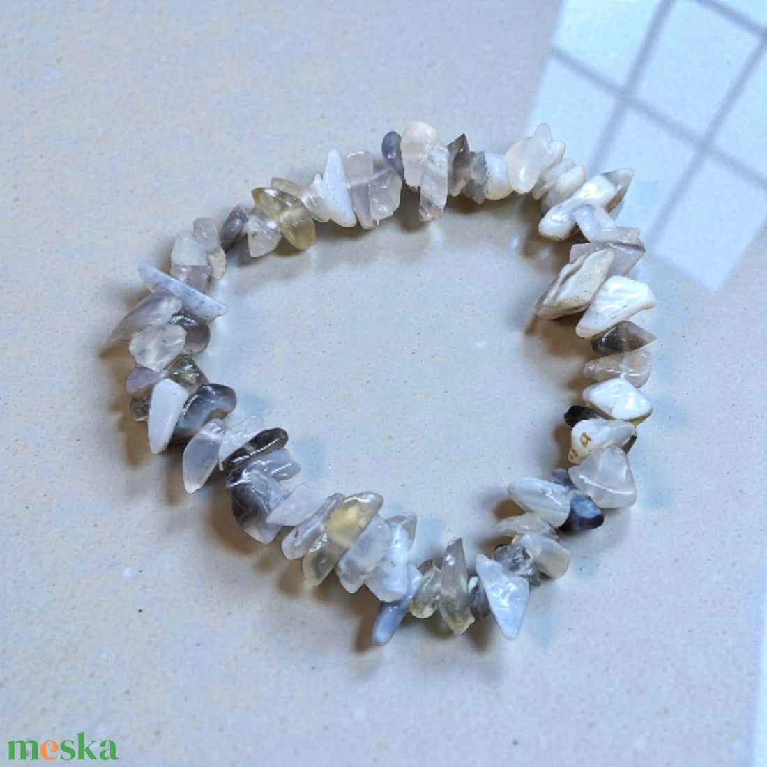 Botswana achát szemcsés ásványkarkötő - ékszer - karkötő - ásványkarkötő - Meska.hu