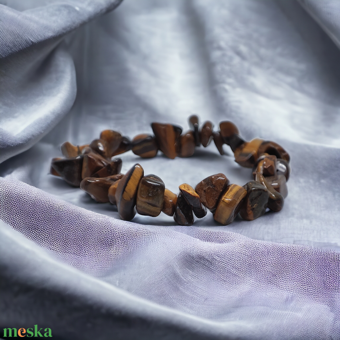 Tigrisszem szemcsés ásványkarkötő - ékszer - karkötő - ásványkarkötő - Meska.hu