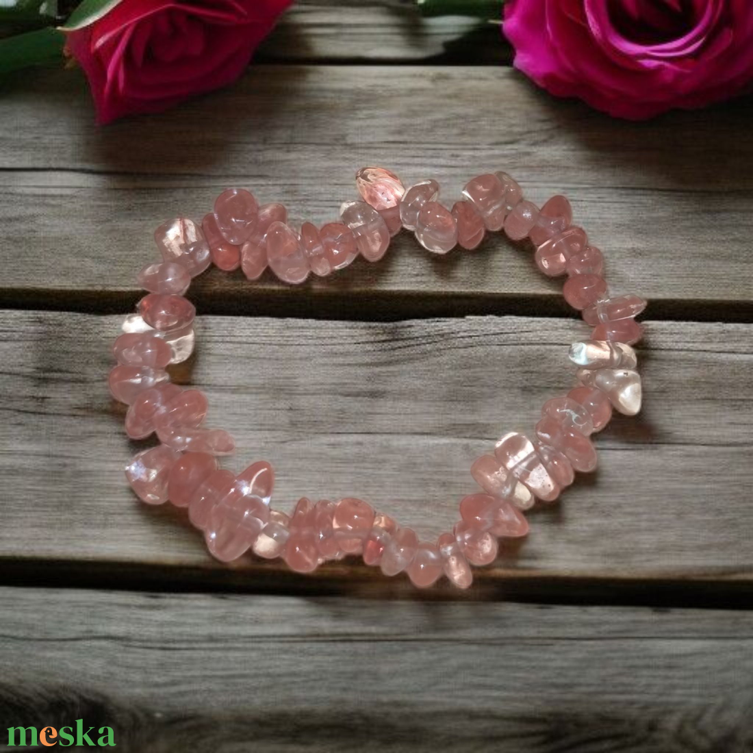 Málnakvarc szemcsés ásványkarkötő - ékszer - karkötő - ásványkarkötő - Meska.hu