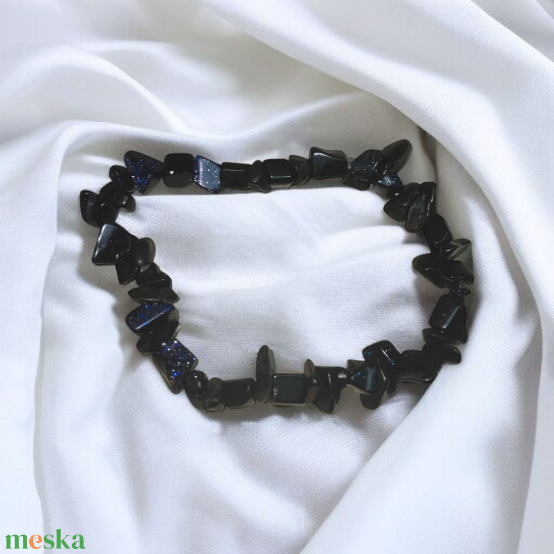 Goldfluss-szintetikus napkő színezett szemcsés ásványkarkötő - ékszer - karkötő - ásványkarkötő - Meska.hu