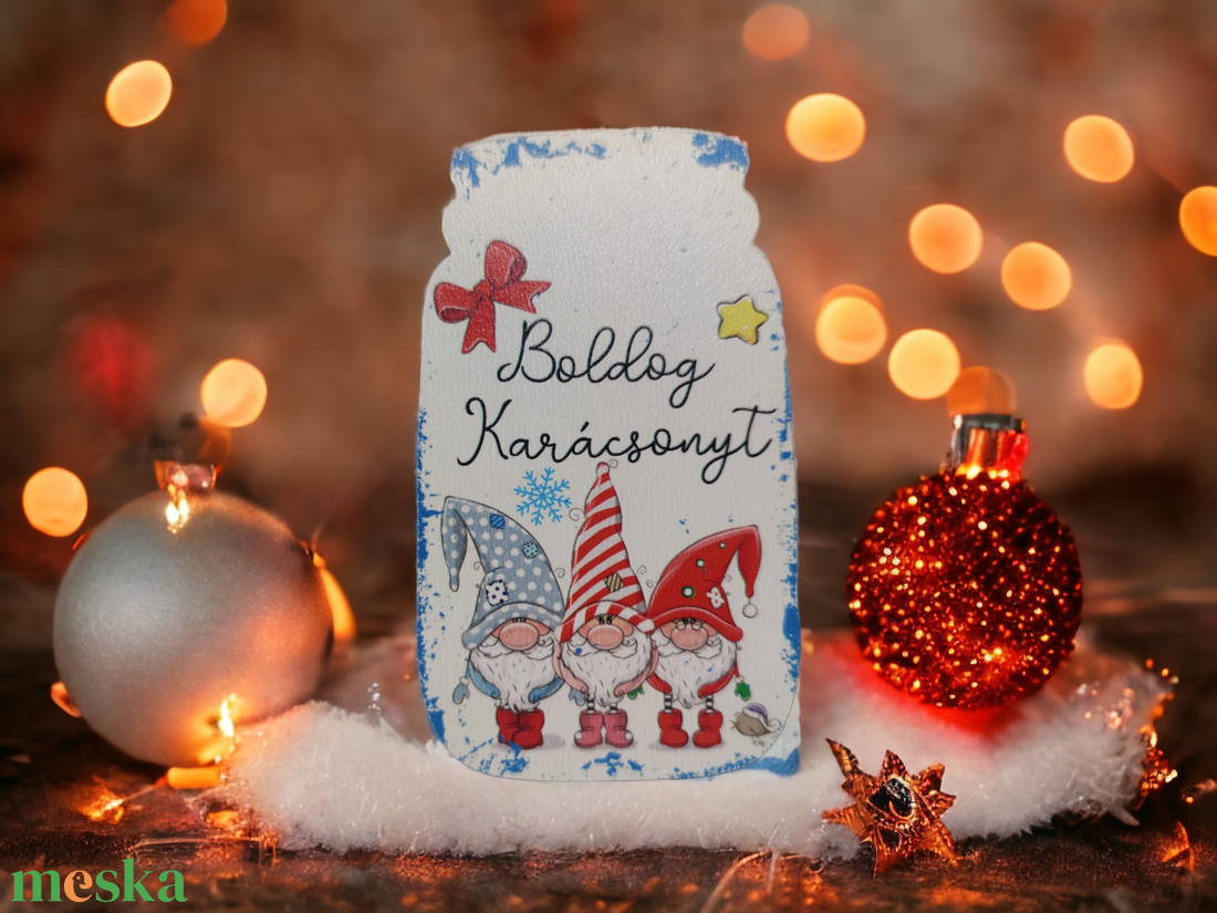 Karácsonyi manós hűtőmágnes - otthon & életmód - konyhafelszerelés, tálalás - konyhai dekoráció - hűtőmágnes - Meska.hu