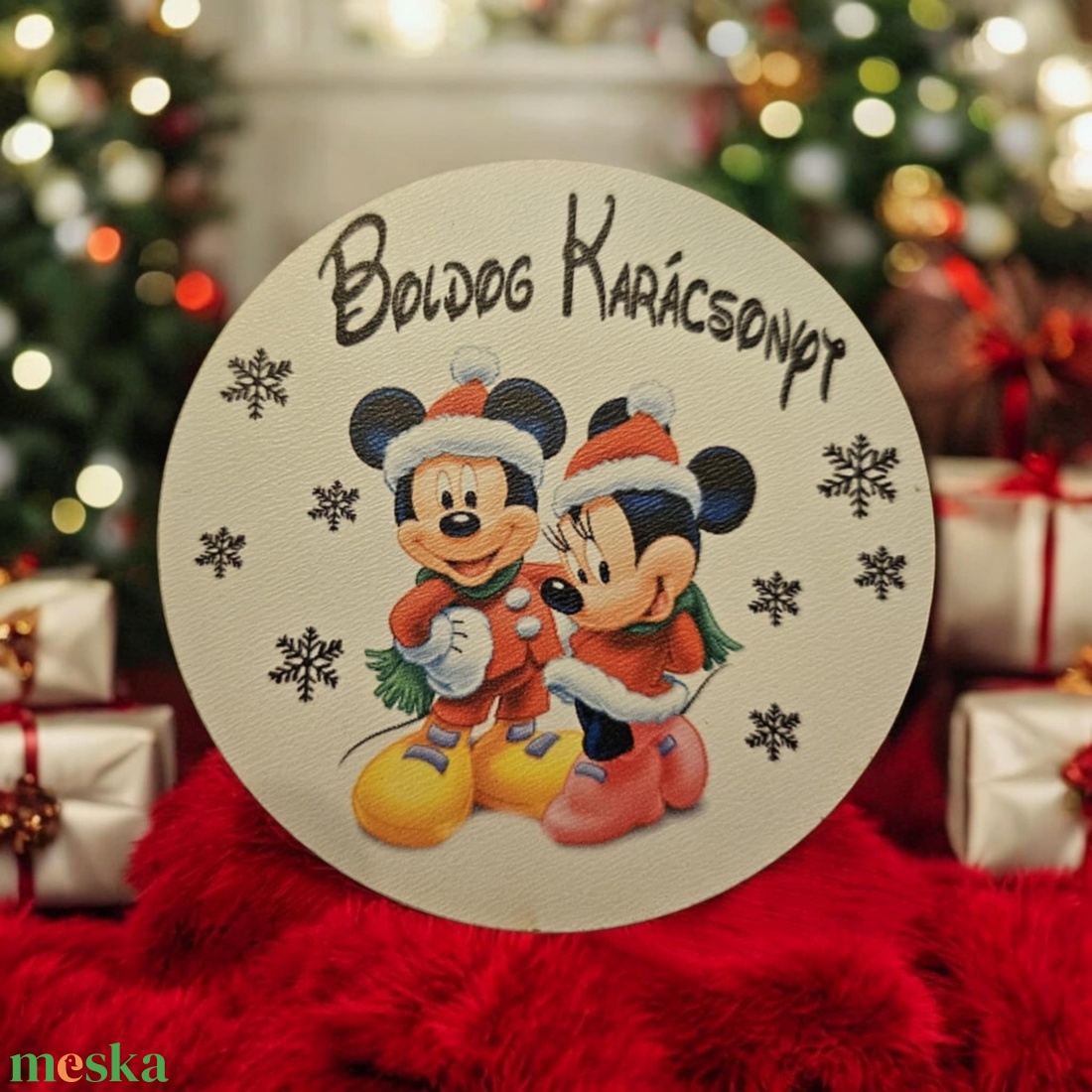 Mickey és Minnie egeres karácsonyi hűtőmágnes - otthon & életmód - konyhafelszerelés, tálalás - konyhai dekoráció - hűtőmágnes - Meska.hu