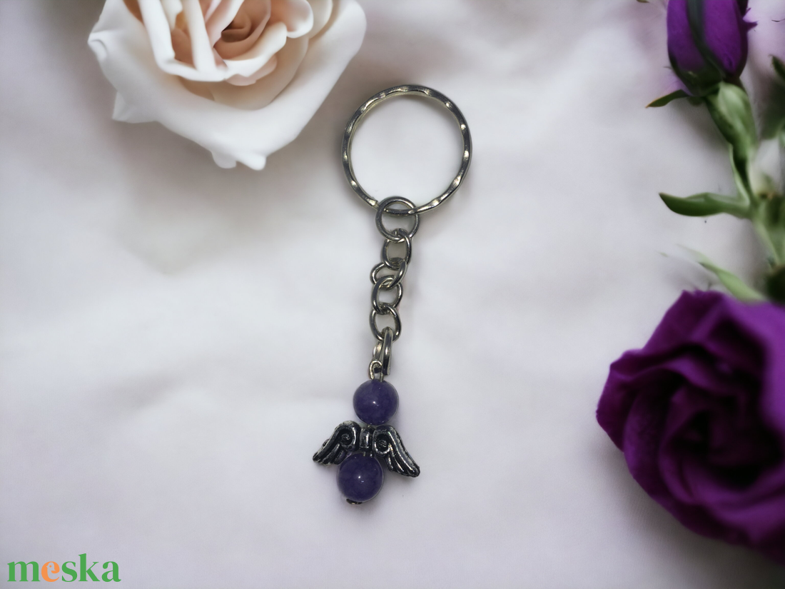 Ametiszt ásvány angyal kulcstartó - táska & tok - kulcstartó & táskadísz - kulcstartó - Meska.hu
