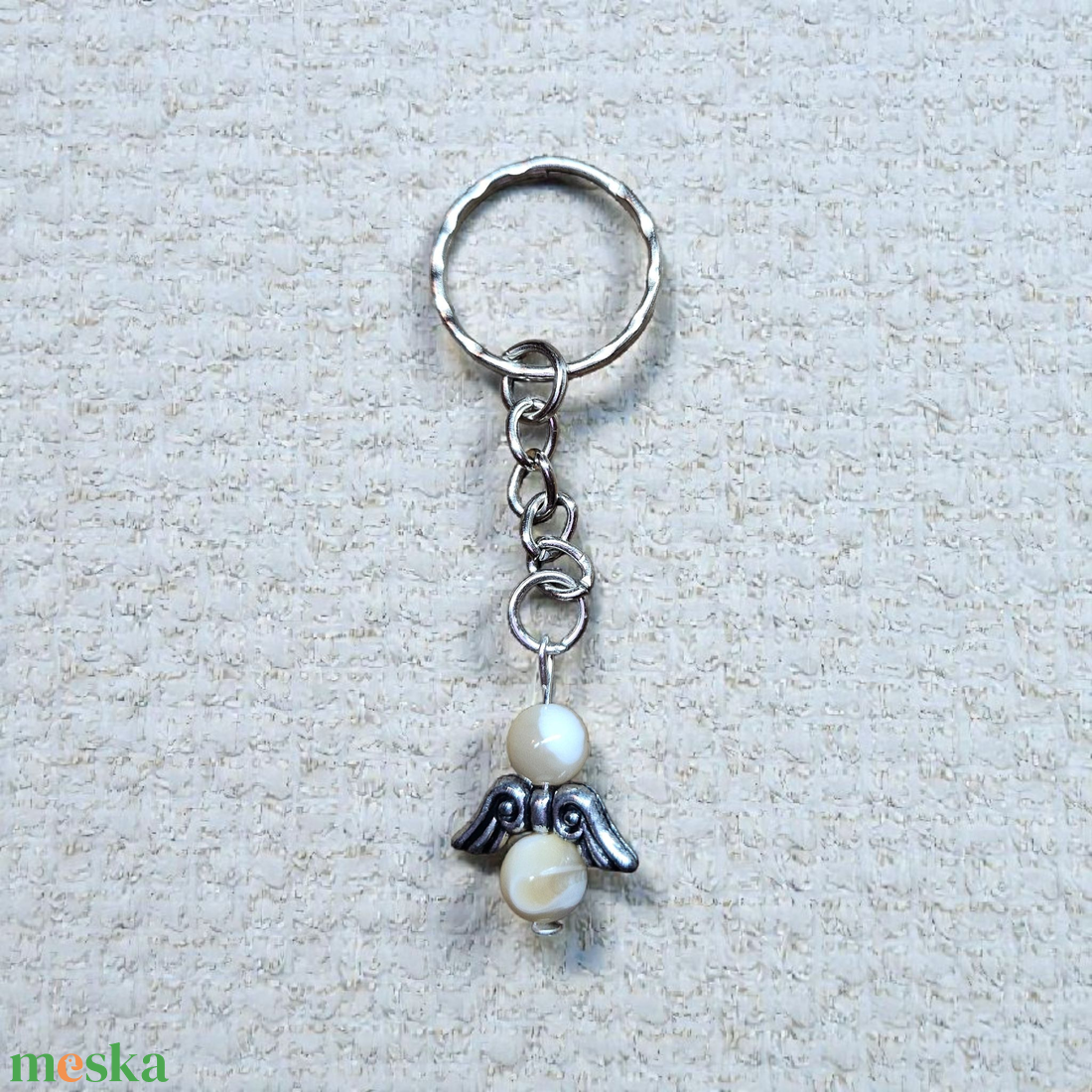 Barna gyöngyház angyal kulcstartó - táska & tok - kulcstartó & táskadísz - kulcstartó - Meska.hu