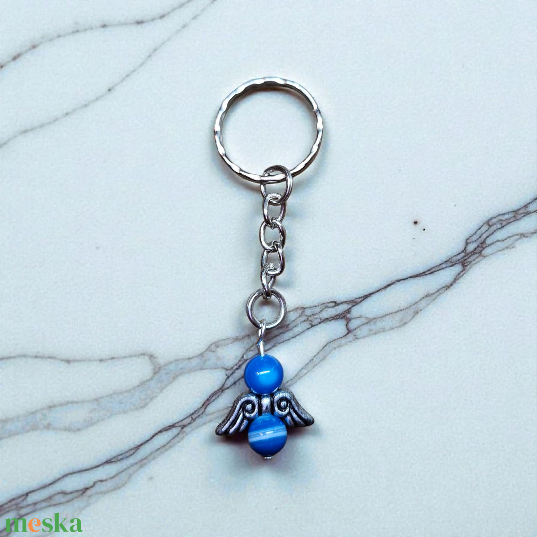 Kék achát angyal kulcstartó - táska & tok - kulcstartó & táskadísz - kulcstartó - Meska.hu