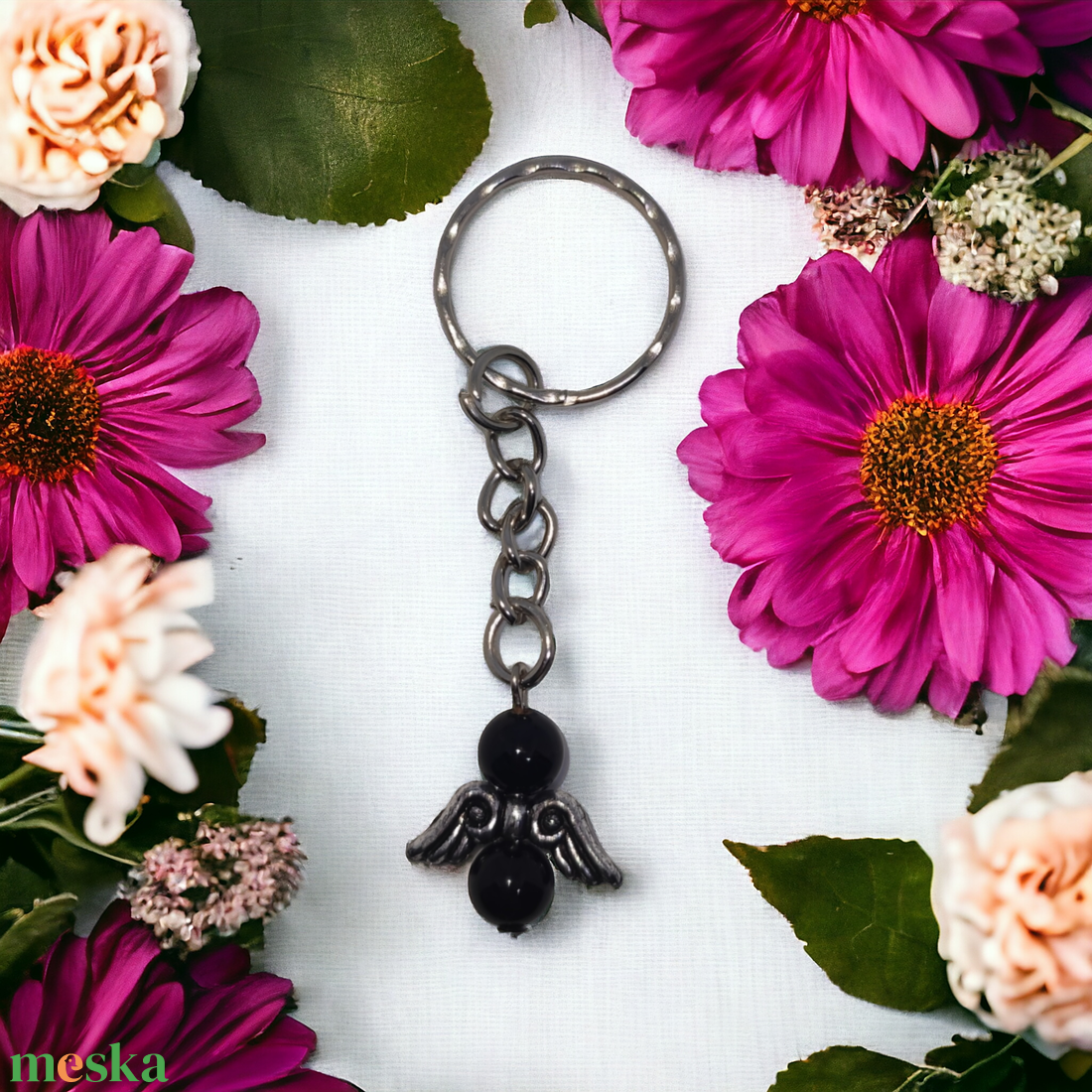 Ónix angyal kulcstartó - táska & tok - kulcstartó & táskadísz - kulcstartó - Meska.hu