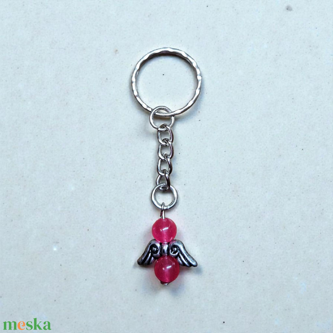 Rózsaszín achát angyal kulcstartó - táska & tok - kulcstartó & táskadísz - kulcstartó - Meska.hu