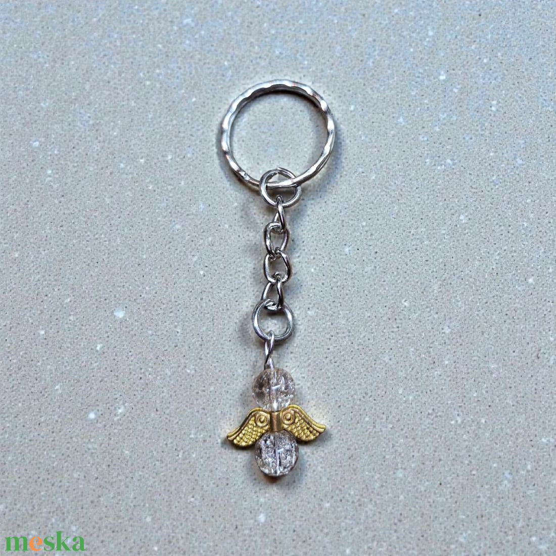 Roppantott kvarcüveg angyal kulcstartó - táska & tok - kulcstartó & táskadísz - kulcstartó - Meska.hu