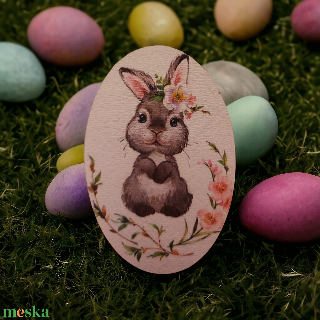 Tojás alakú nyuszis hűtőmágnes - otthon & életmód - konyhafelszerelés, tálalás - konyhai dekoráció - hűtőmágnes - Meska.hu