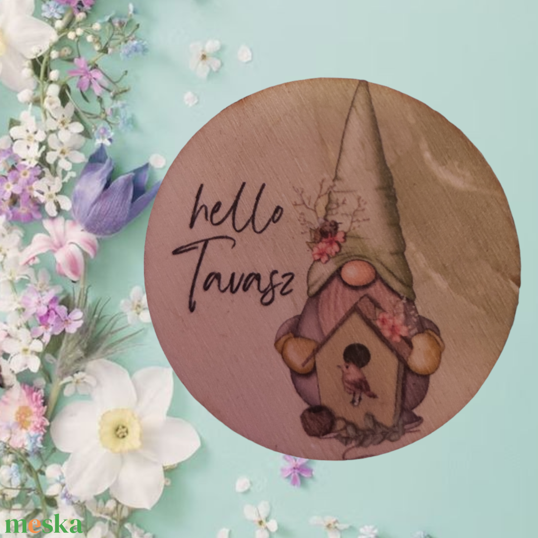 Hello tavasz manós hűtőmágnes - otthon & életmód - konyhafelszerelés, tálalás - konyhai dekoráció - hűtőmágnes - Meska.hu