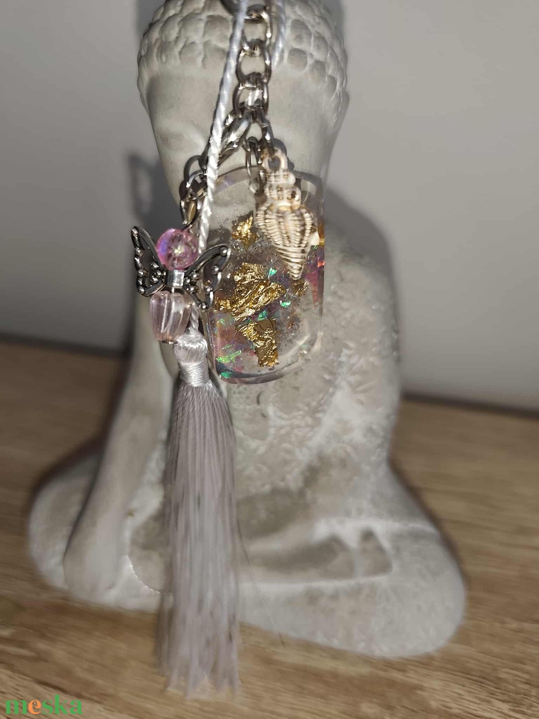 Csillogó fehér kulcstartó - táska & tok - kulcstartó & táskadísz - kulcstartó - Meska.hu