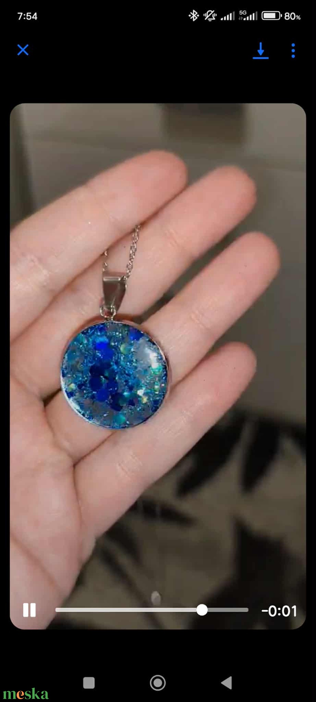 Csodaszép kerek kék  csillogós nyaklánc - ékszer - nyaklánc - medálos nyaklánc - Meska.hu