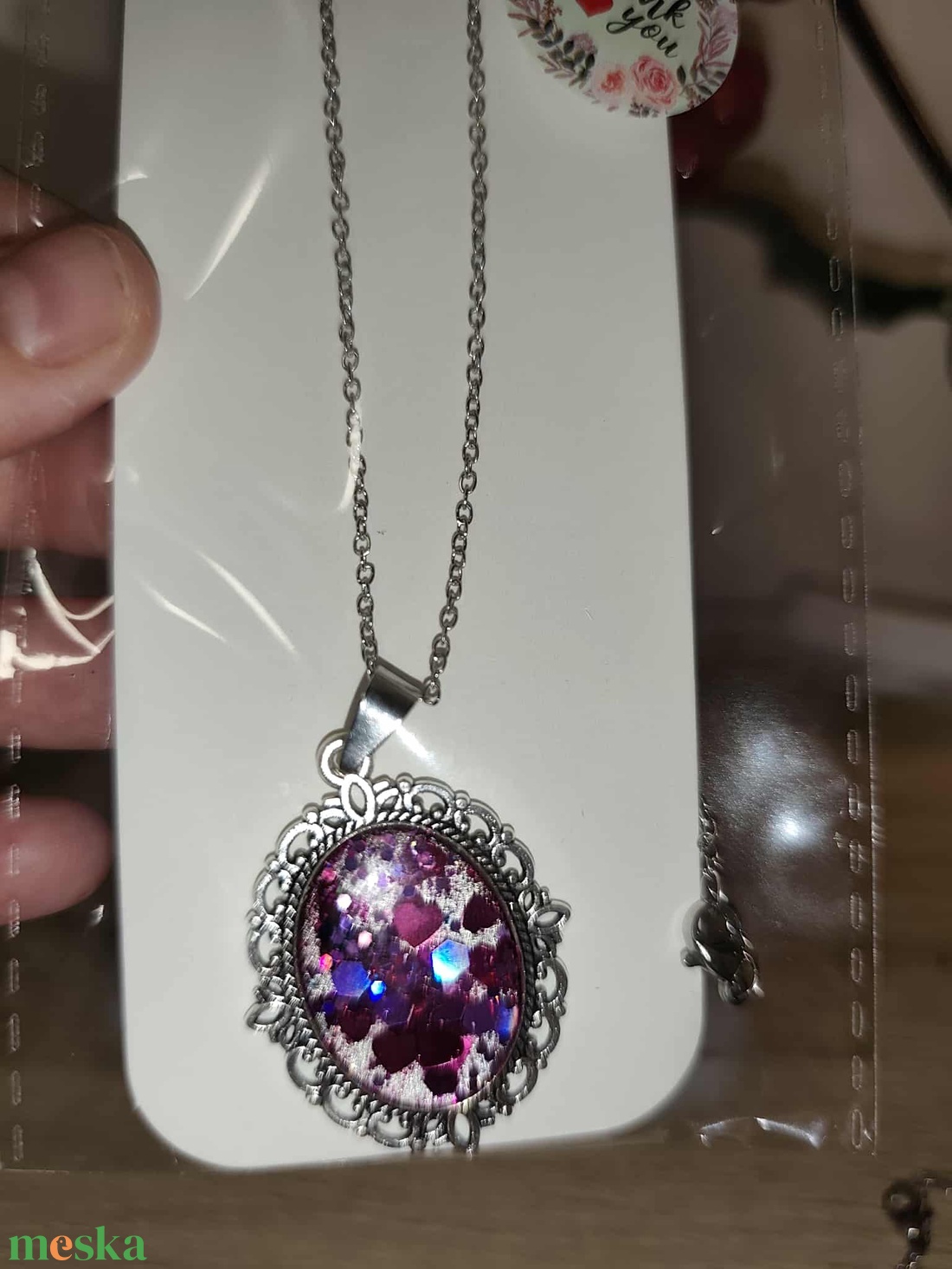 Csodaszép  lila vintage hatású nyaklánc - ékszer - nyaklánc - medálos nyaklánc - Meska.hu