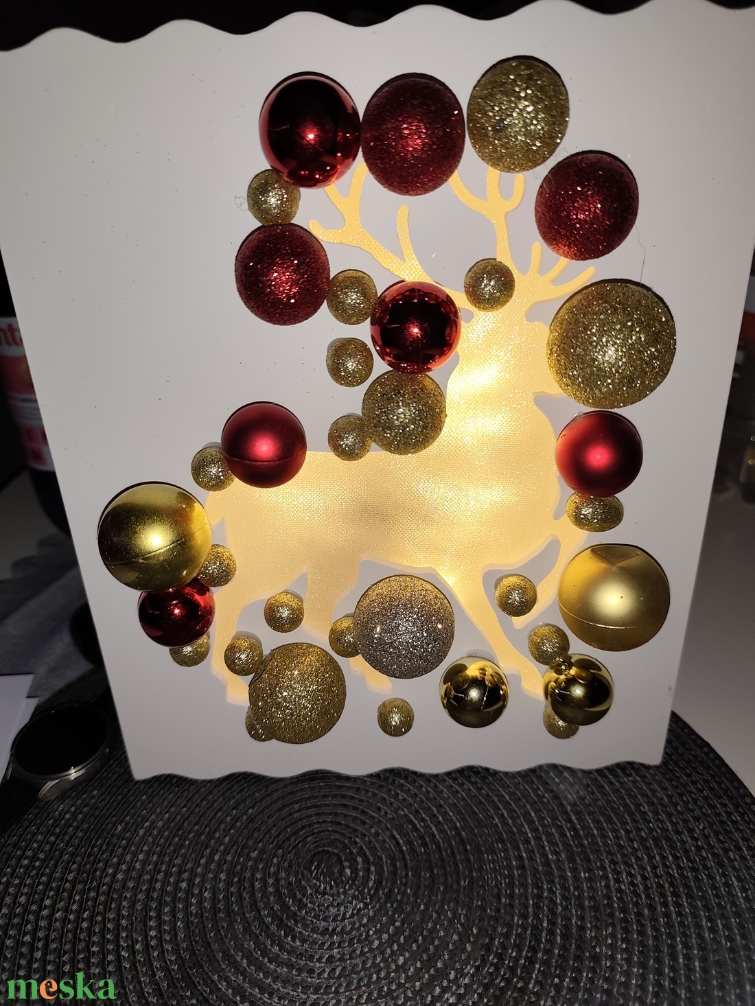 Csods világító rénszarvas lámpa  - karácsony - adventi díszek - adventi asztaldísz - Meska.hu