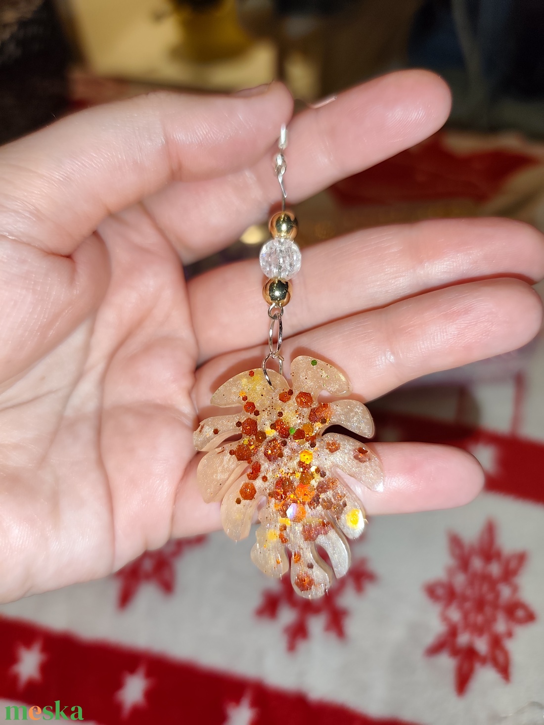 Pálma levél fülbevaló  - ékszer - fülbevaló - lógó fülbevaló - Meska.hu