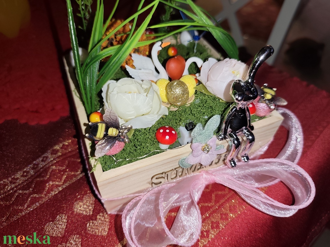 Húsvéti nyuszis hattyús box - otthon & életmód - dekoráció - asztal és polc dekoráció - asztaldísz - Meska.hu