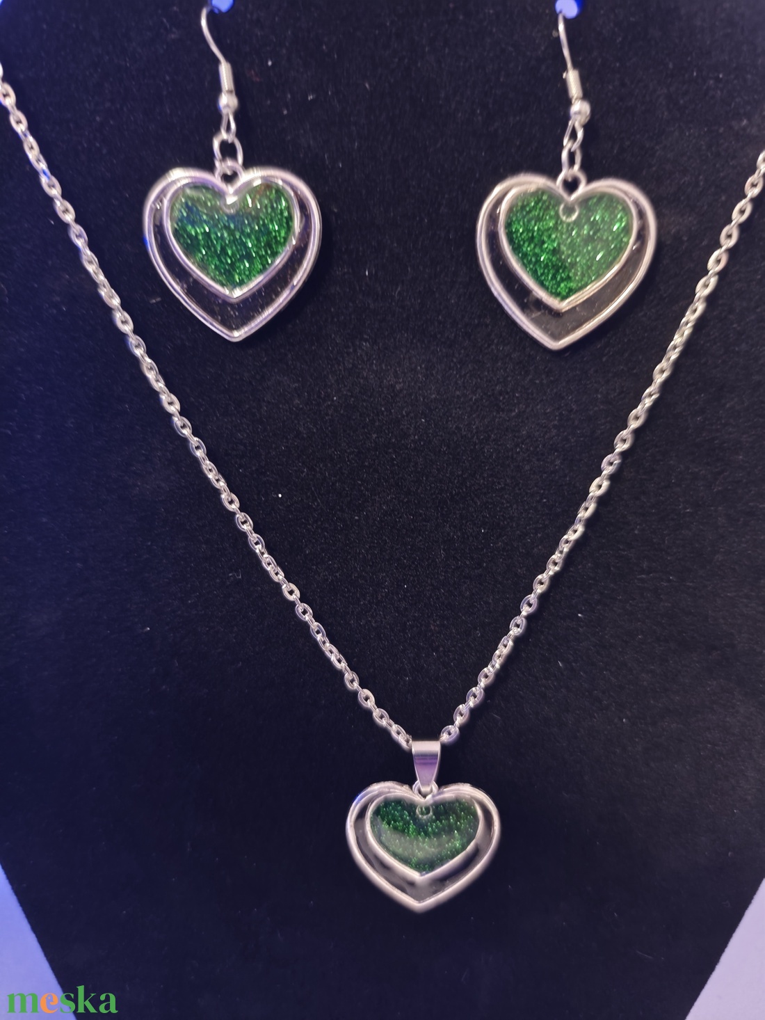 Zöld Valentin ékszer szett - ékszer - ékszerszett - Meska.hu