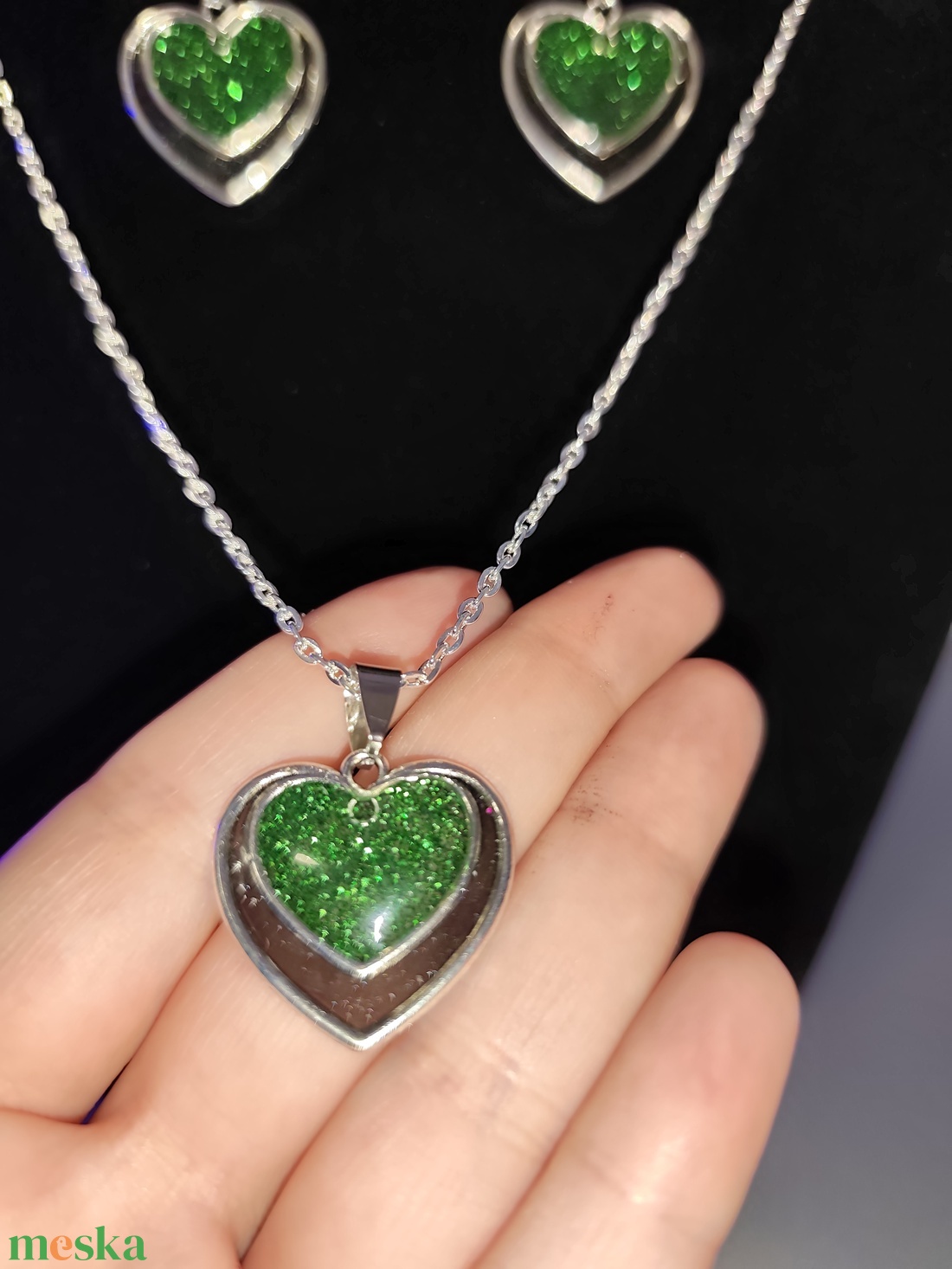 Zöld Valentin ékszer szett - ékszer - ékszerszett - Meska.hu