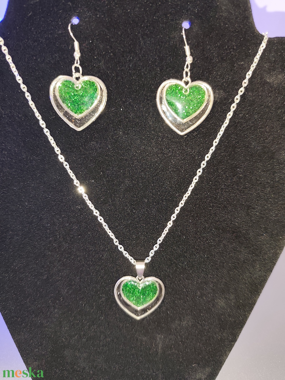 Zöld Valentin ékszer szett - ékszer - ékszerszett - Meska.hu