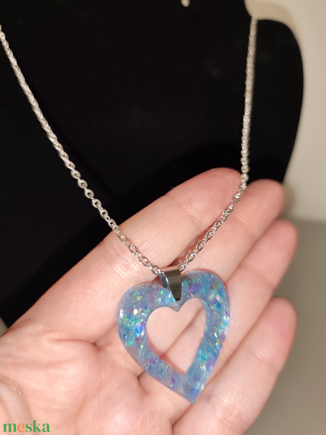 Valentin szivecskés nyakl�nc és fülbevaló szett  - ékszer - nyaklánc - medálos nyaklánc - Meska.hu