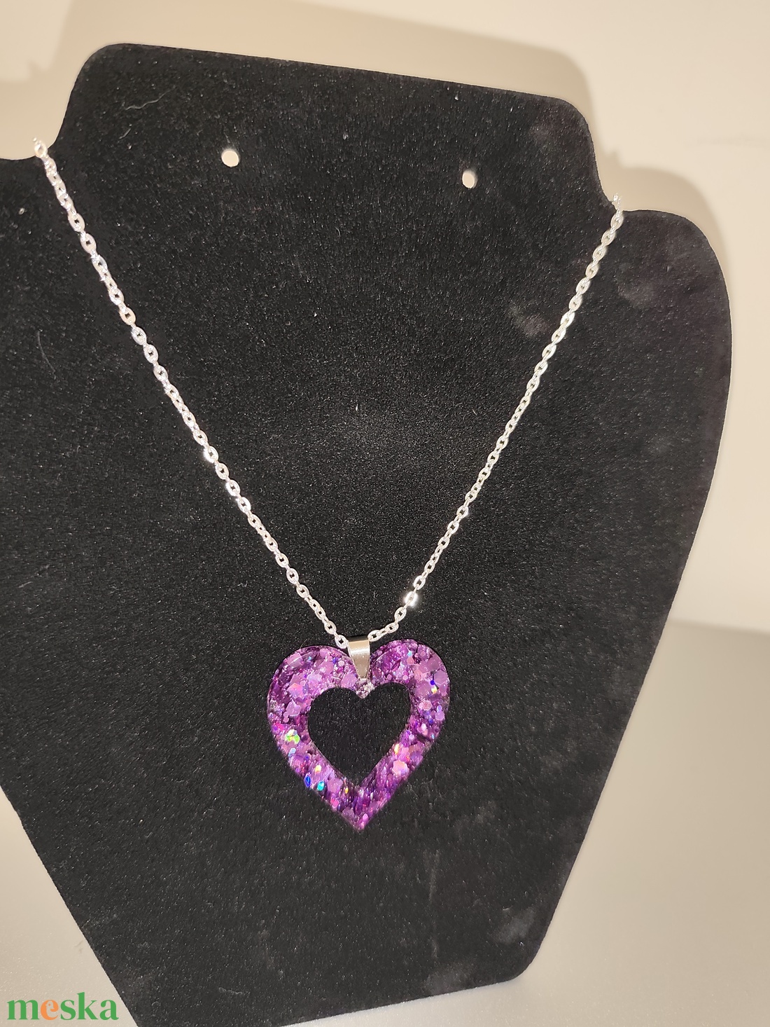 Valentin lila szivecskés nyakl�nc  - ékszer - nyaklánc - medálos nyaklánc - Meska.hu