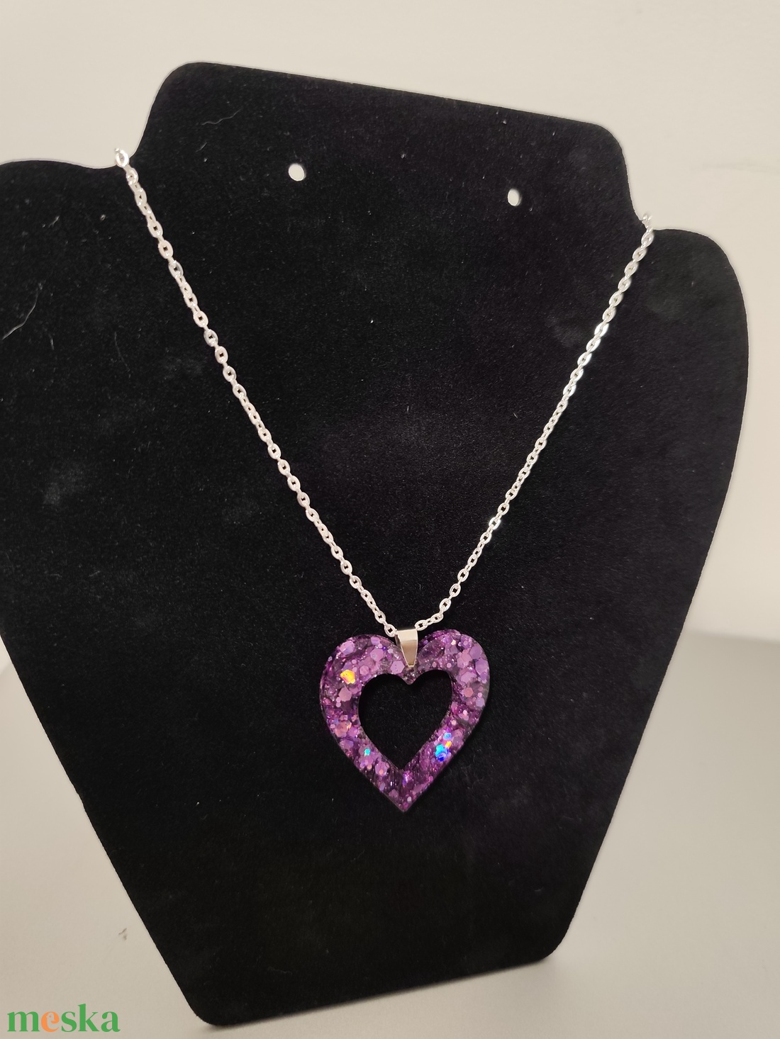 Valentin lila szivecskés nyakl�nc  - ékszer - nyaklánc - medálos nyaklánc - Meska.hu