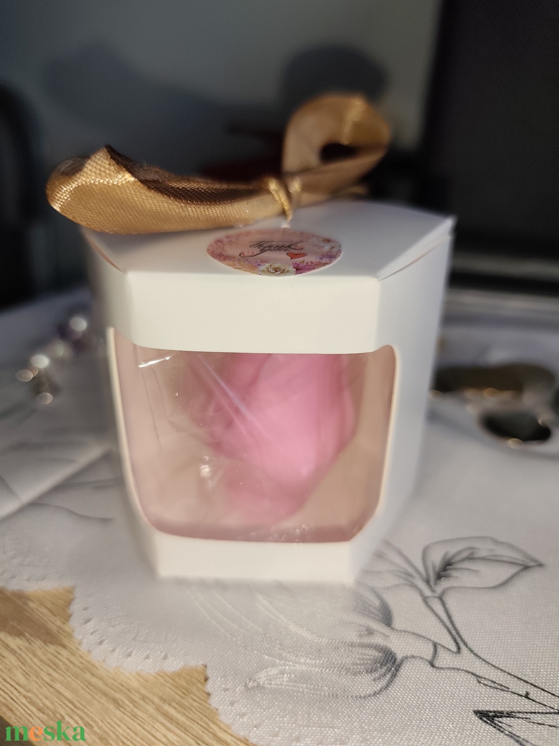 Rózsa illatú tulipán gyertya díszdobozban  - otthon & életmód - gyertya, illat, aroma - gyertya - Meska.hu