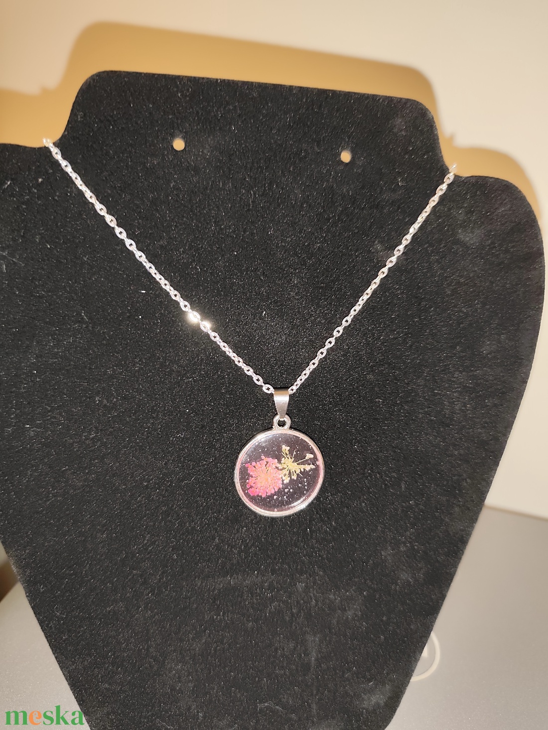 Szárított virágos nyakl�nc  - ékszer - nyaklánc - medálos nyaklánc - Meska.hu