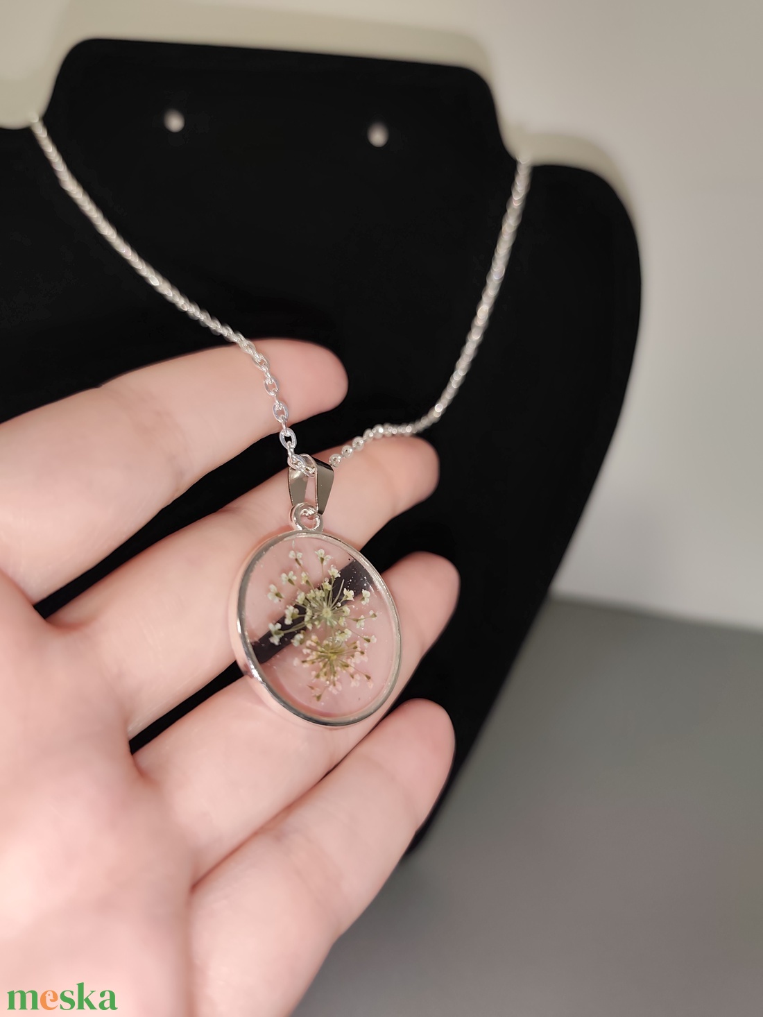 Sárga szárított virágos nyakl�nc  - ékszer - nyaklánc - medálos nyaklánc - Meska.hu