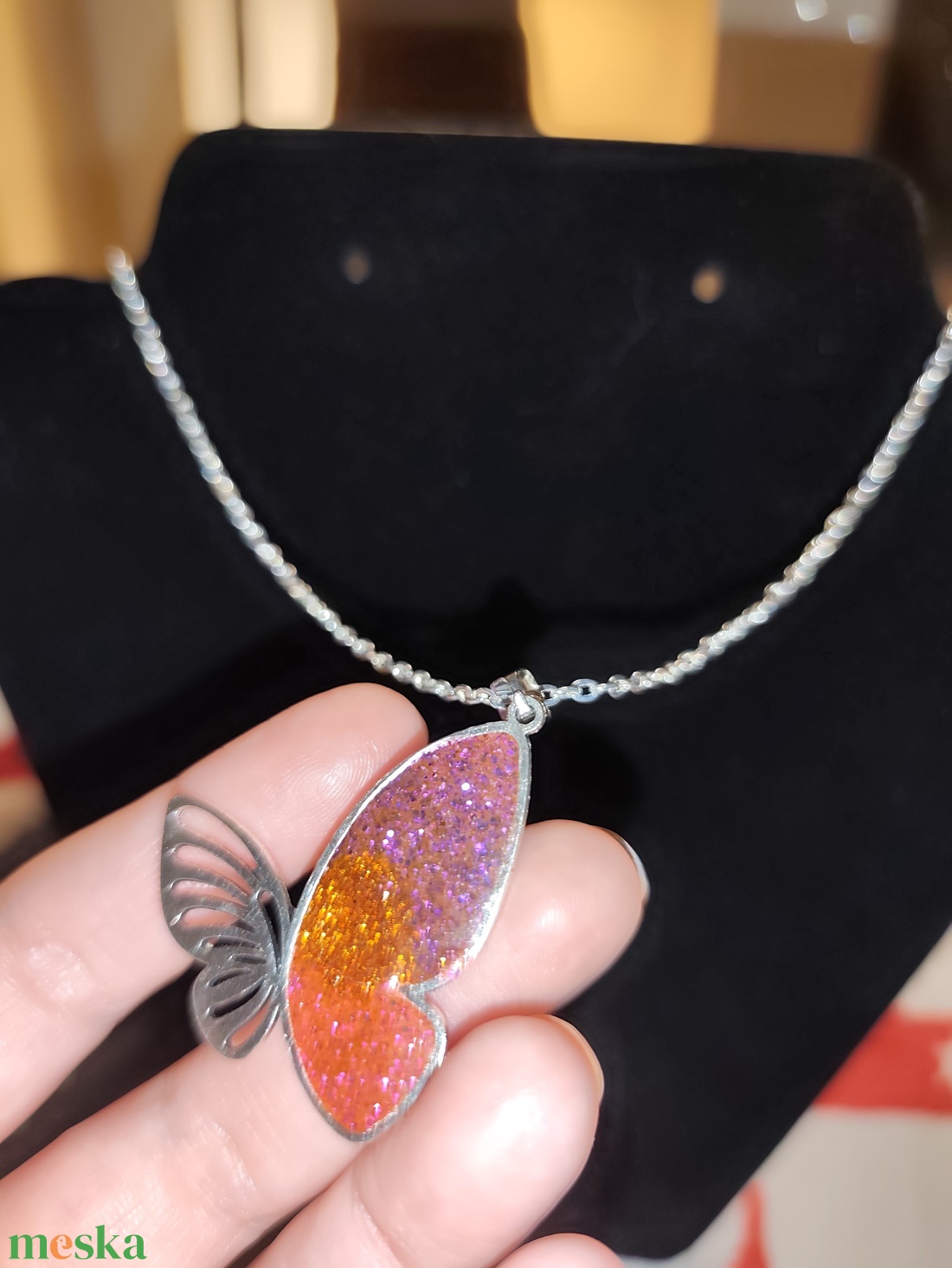 Pillangó nyaklánc  - ékszer - nyaklánc - medálos nyaklánc - Meska.hu