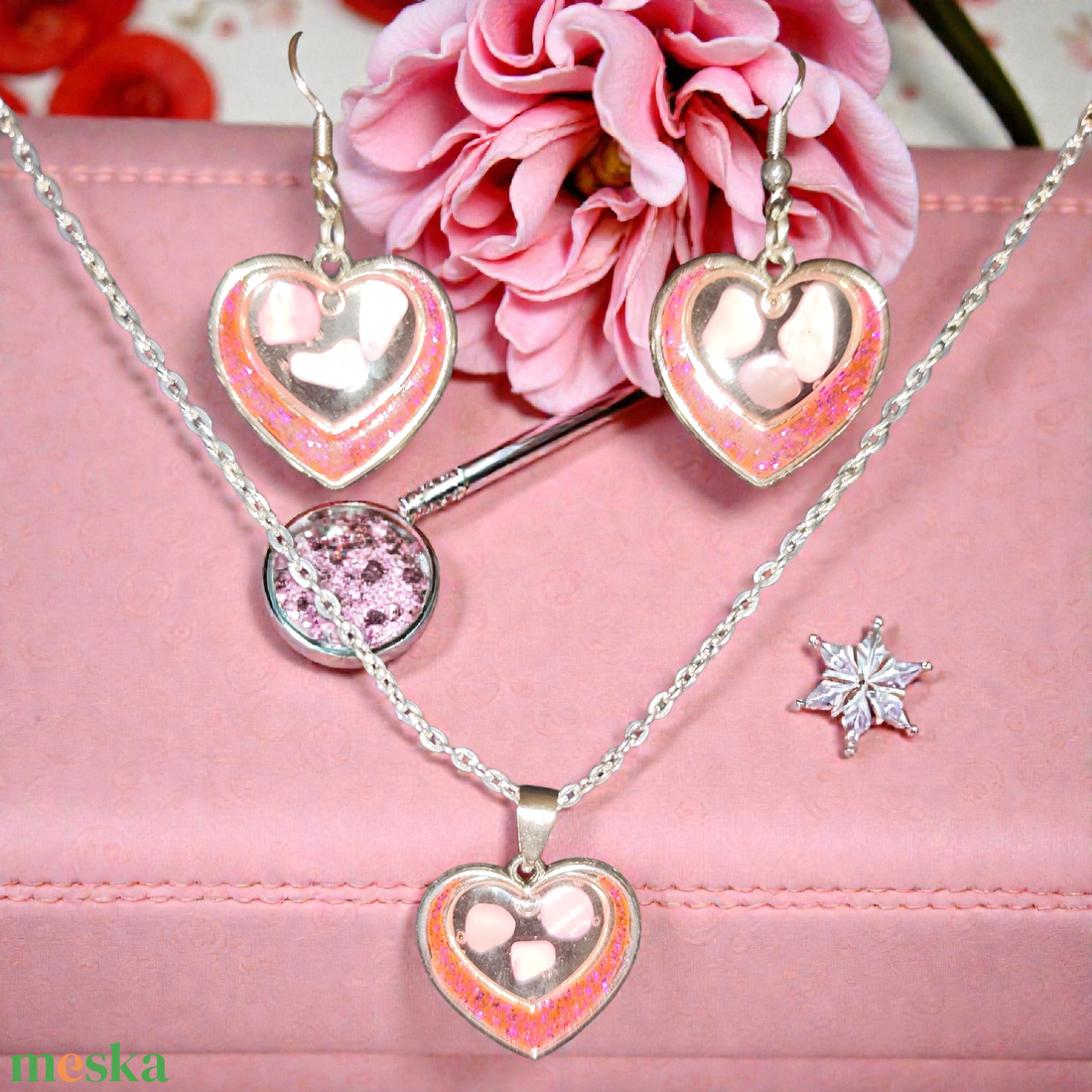 Szívecskés ékszerszett  - ékszer - ékszerszett - Meska.hu