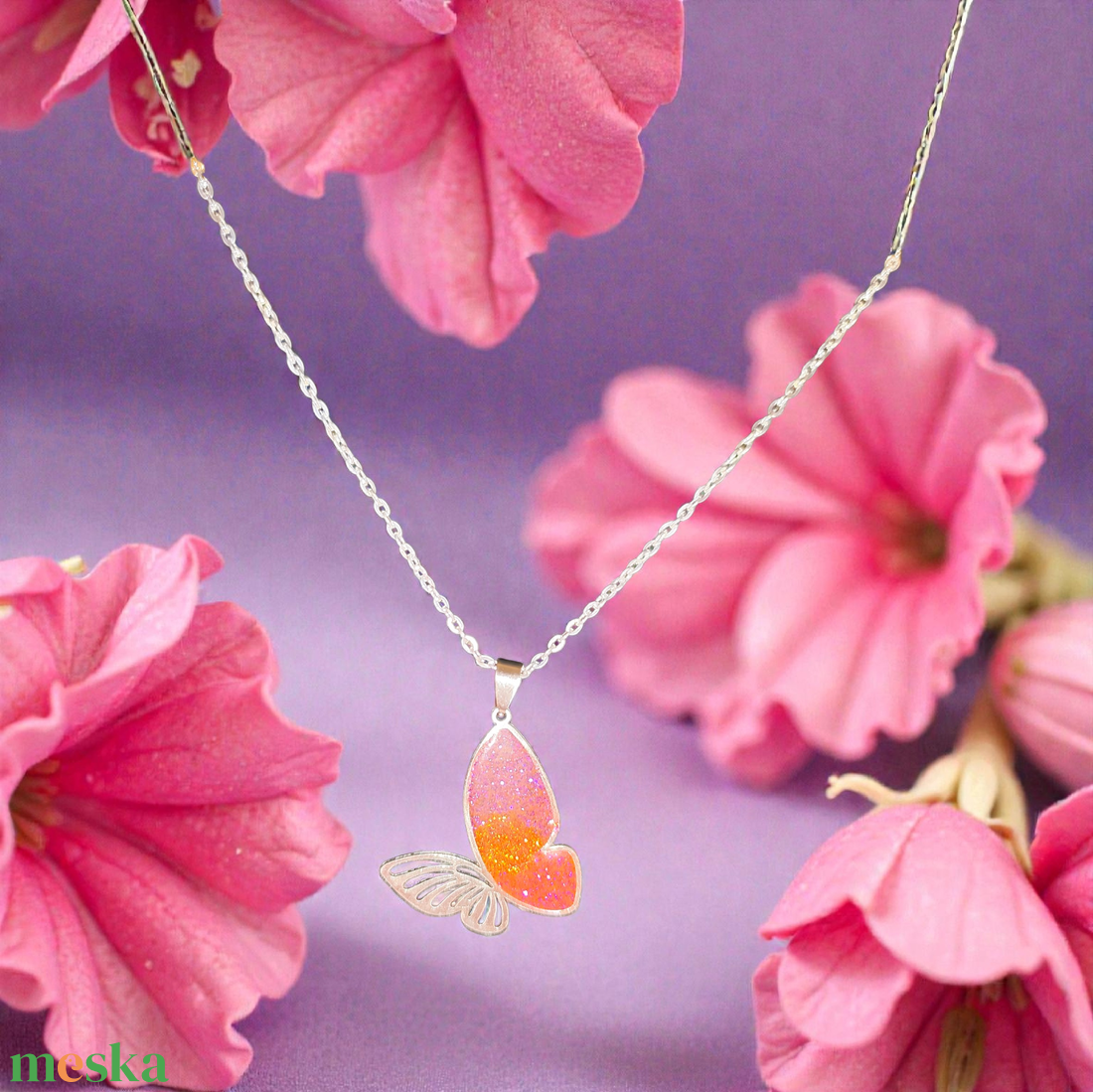 Pillangó nyaklánc  - ékszer - nyaklánc - medálos nyaklánc - Meska.hu
