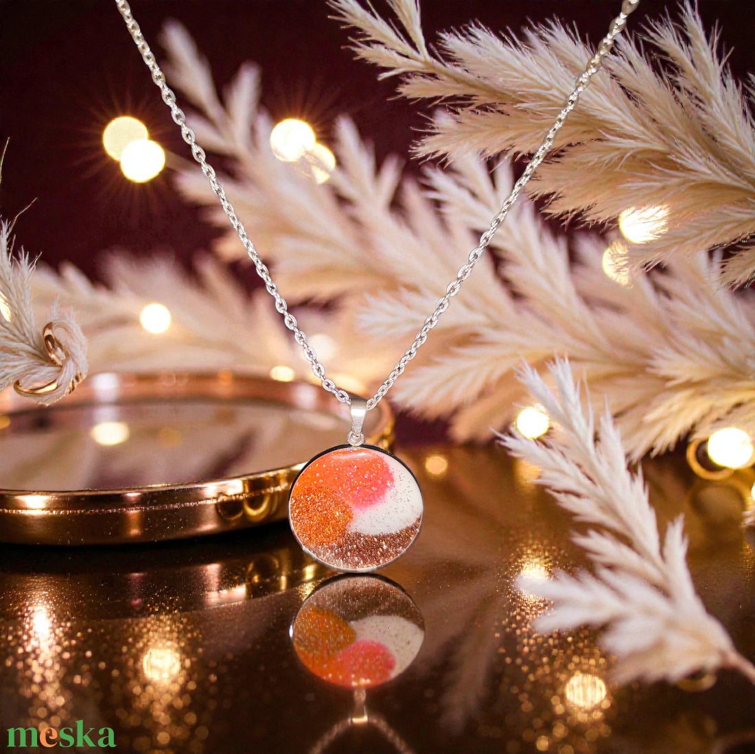 Többszínű csillogó nyaklánc  - ékszer - nyaklánc - medálos nyaklánc - Meska.hu